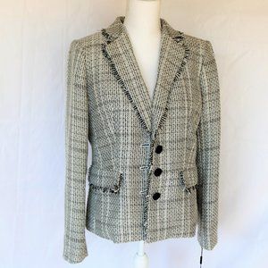 NWT KARL LAGERFELD PARIS PLAID TWEED BLAZER JACKET
